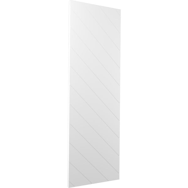 12W X 79H True Fit PVC Diagonal Slat Modern Style Fixed Mount Shutters, White